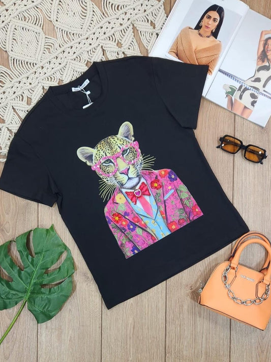 tshirt negra, estampado tigre, cocomiel, coco miel, ropa méxico, playera de tugre, playera negra, tigre, tienda en linea ropa