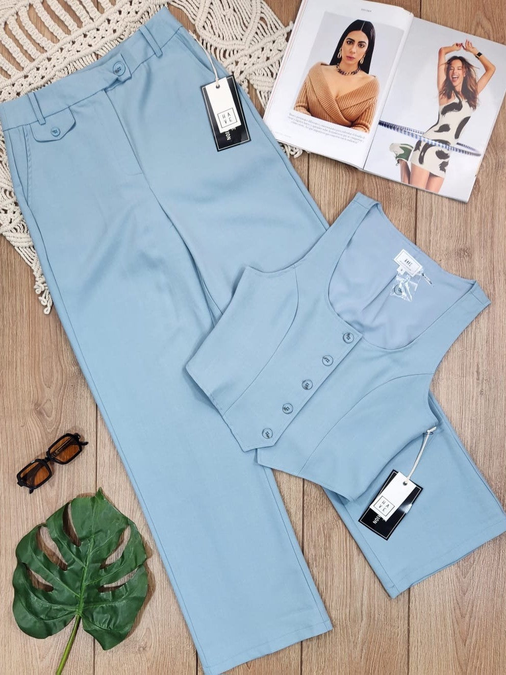 SET DE VESTIR CHALECO Y PANTALON AZUL, coco miel, cocomiel, pantalón azul, chaleco azul