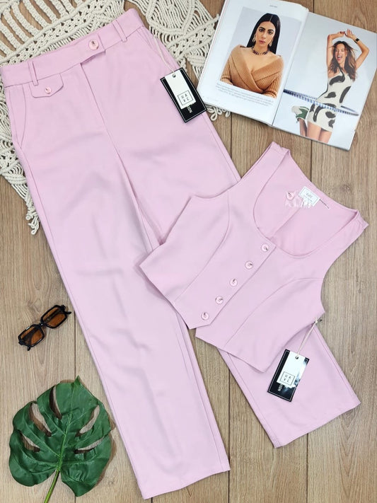 SET DE VESTIR CHALECO Y PANTALON ROSA, conjunto rosa, chaleco rosa, cocomiel, coco miel shop, interlomas, ropa interlomaspantalón rosa