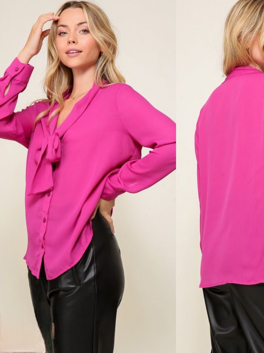 CAMISA DE VESTIR CON LISTON ROSA