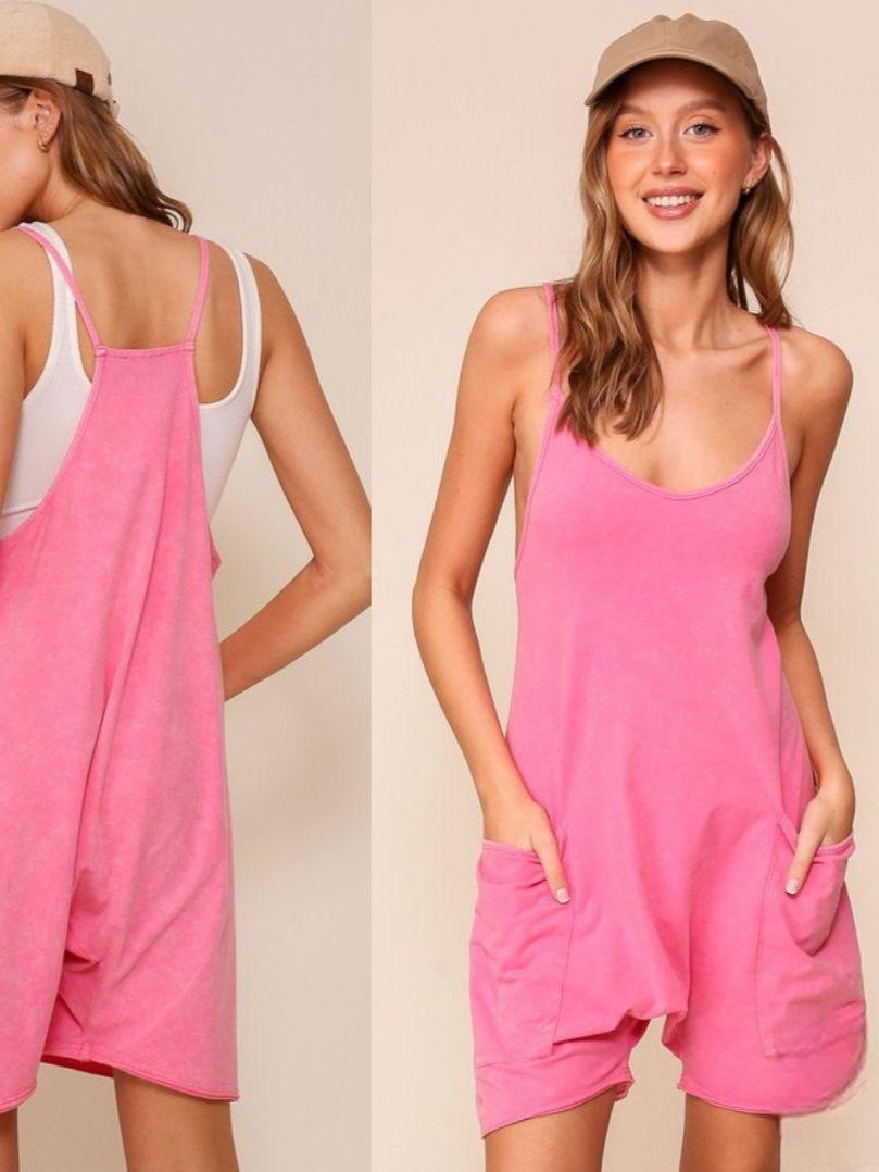 JUMPSUIT CORTO ALGODÓN CASUAL ROSA 