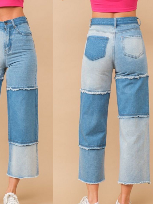 JEANS TOBILLO PARCHES EN CUADRO